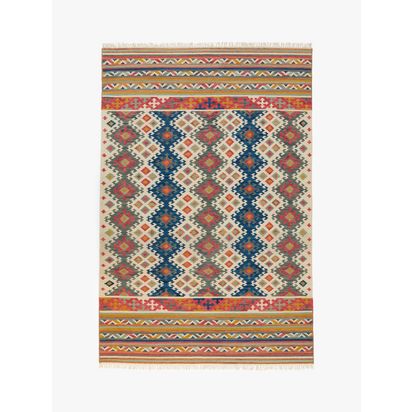 John Lewis Fusion Souk Kelim Rug Blue | L300 x W200 x D0.8cm