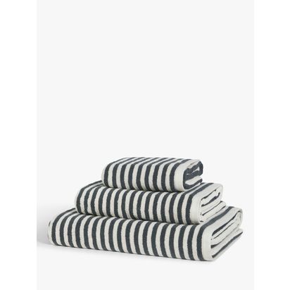 John Lewis Fine Stripe Towels Graphite | H90 x W50cm