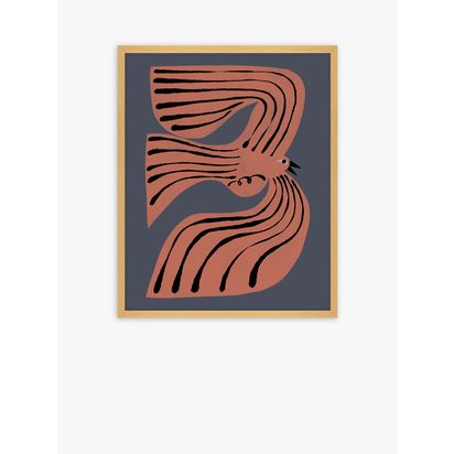 John Lewis Marcello Velho 'Late Night Bird' Framed Print, 52 x 42cm, Red Red | H52 x W42 x D2cm