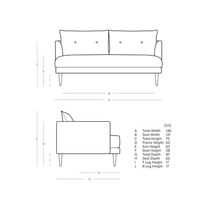 Swoon Kalmar Medium 2 Seater Sofa, Dark Leg Easy Velvet Taupe | H75 x W146 x D87cm