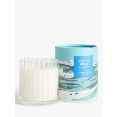 John Lewis Coastal Breeze Scented Candle, 200g Clear | H9 x W8.3 x D8.3cm