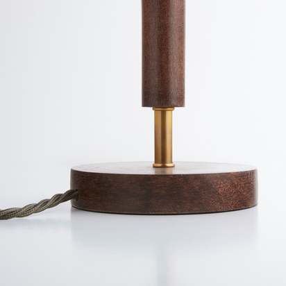 Skellig table lamp in burnt wood and brass