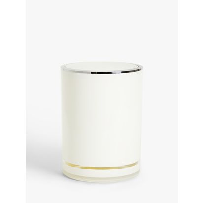 John Lewis Block Stripe Bathroom Bin White | H24.50 x W18.70 x D18.70cm