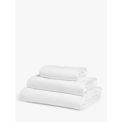 John Lewis Spa Waffle Towels White | H90 x W50 x D1cm