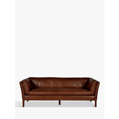 Halo Groucho Large 3 Seater Leather Sofa, Dark Leg Antique Whisky | H68 x W200 x D84cm
