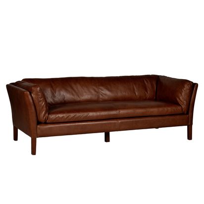 Halo Groucho Large 3 Seater Leather Sofa, Dark Leg Antique Whisky | H68 x W200 x D84cm