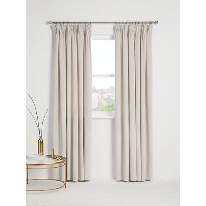 John Lewis Velvet Pair Lined Pencil Pleat Curtains Champagne | W228 x Drop 228cm
