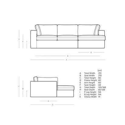 Swoon Seattle Grand 4 Seater RHF Chaise End Sofa House Weave Chalk | H80 x W251 x D168cm