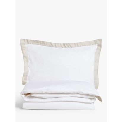 John Lewis Leli Panel Border Bedding White/Natural | King duvet cover