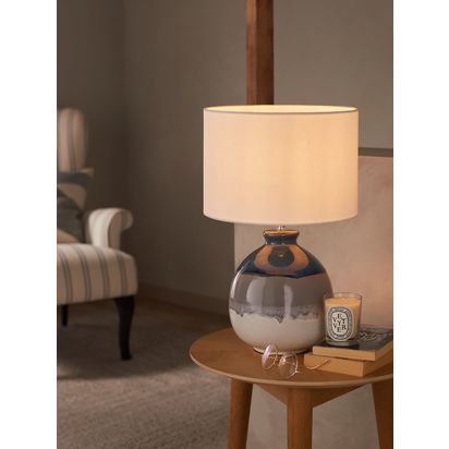 John Lewis Martha Ceramic Table Lamp Blue/Green | H50 x W32 x D32cm