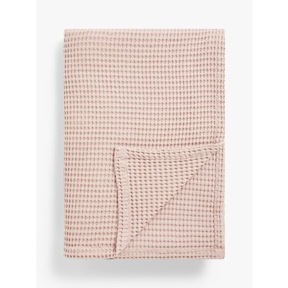 John Lewis Washed Waffle Bedspread Plaster Pink | L250 x W260cm