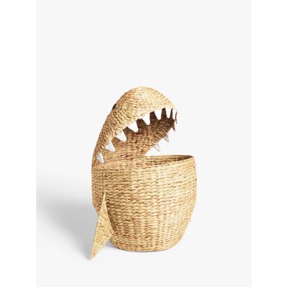 John Lewis Kids' Shark Water Hyacinth Storage Basket Natural | H59 x W40 x D59cm
