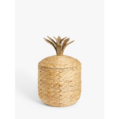 John Lewis Water Hyacinth Pineapple Storage Basket Natural | H48 x Dia.46cm