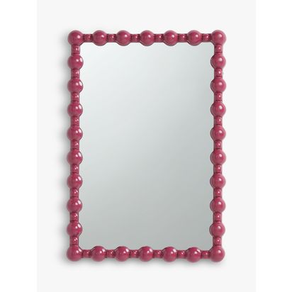 John Lewis + Matthew Williamson Bobbin Rectangular Wall Mirror, 62 x 43cm Pink | H62 x W43 x D4.5cm