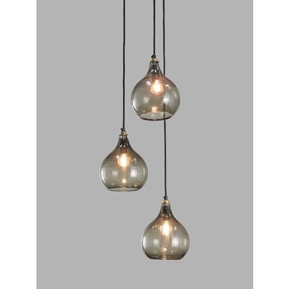 nkuku Ziva Glass Cluster Pendant Light Green Smoke | H135 x W20 x D17cm