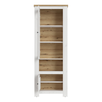 Loxley 2 Door Display Cabinet in White and Oak