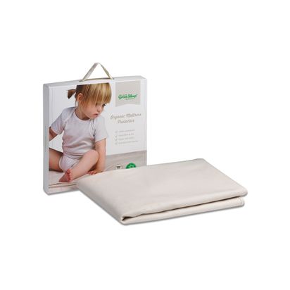 The Little Green Sheep Waterproof Cotbed Mattress Protector White | H140 x W70 x D1cm