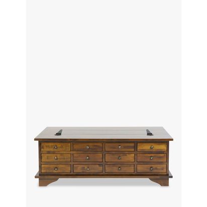Laura Ashley Garrat 12 Drawer Coffee Table, Dark Brown Dark Brown | H42 x W118 x D66cm