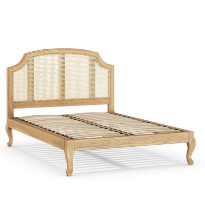 John Lewis Louis Woven Rattan Bed Frame, King Size, Oak Oak | H116.0cm * W155.0cm * D209.5cm