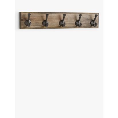 John Lewis Country Hanging Rack, 5 Hooks Brown | H13 x W9 x D65cm