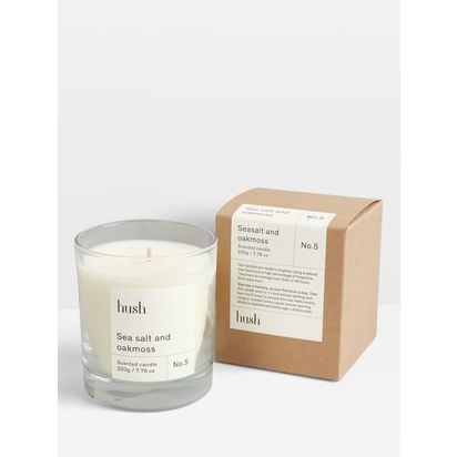 HUSH Sea Salt & Oakmoss Scented Candle, 220g