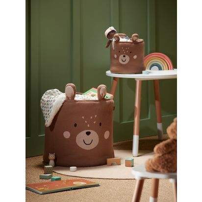 John Lewis Bear Knitted Storage Basket, Set of 2, Brown Brown Mid | H40 x W40 xD40cm