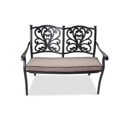 LG Outdoor Devon Bench and Cushion, Bronze Bronze | H92 x W107 x D61cm