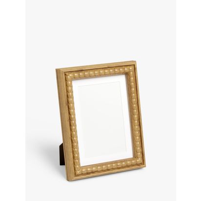 John Lewis Step Edge Wood-Effect Photo Frame & Mount, Natural Natural | 23.5 x 28.5 x 2.71cm
