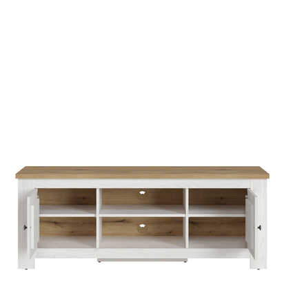 Loxley 2 Door TV Unit in White and Oak (154cm)