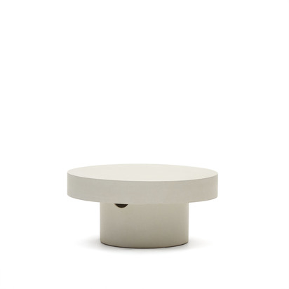 Aiguablava round coffee table in white cement, Ã˜ 66 cm