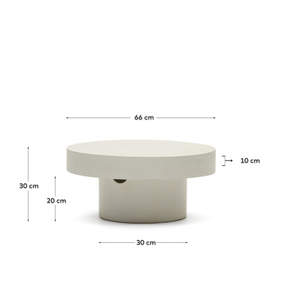Aiguablava round coffee table in white cement, Ã˜ 66 cm