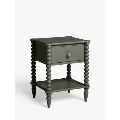 John Lewis Bobbin 1 Drawer Bedside Table Green | H59 x W41.7 x D46.4cm