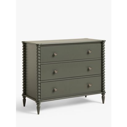 John Lewis Bobbin 3 Drawer Chest Green | H85 x W103.4 x D48.7cm