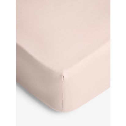 John Lewis ANYDAY Pure Cotton Fitted Sheet Blush Pink | H90 x W190 x D30cm