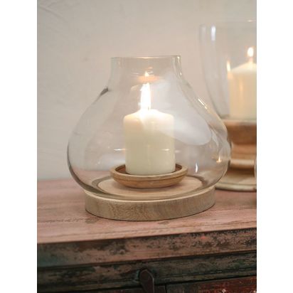 nkuku Naryla Lantern Candle Holder Neutral | H23 x W25 x D25cm