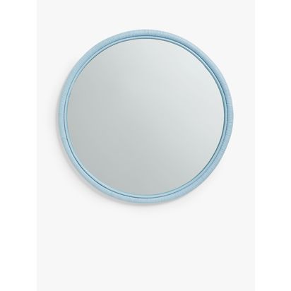 John Lewis Rattan Round Wall Mirror, 60cm Blue | D2.5 x Dia.60cm