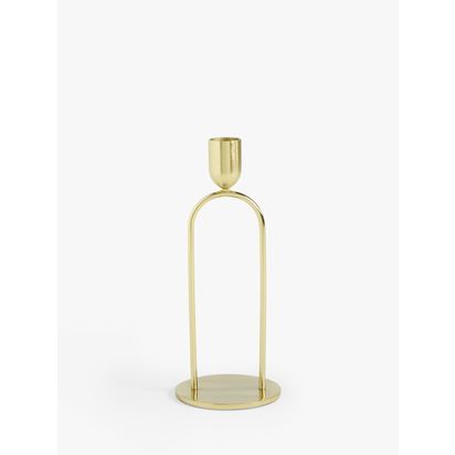 John Lewis Steel Elevated Candle Holder Gold | H20 x W8.3 x D8.3cm