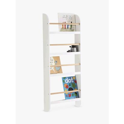 Great Little Trading Co Greenaway Narrow Gallery Bookcase White/Natural | H118 x W50 x D12cm, Lower shelf height: 32cm, other shelves: 24cm