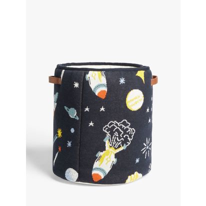 John Lewis Outer Space Knit Storage Basket, Blue Blue | H42 x W34 x D42cm