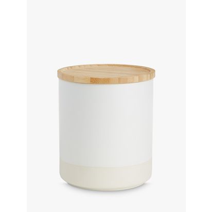 John Lewis Matt Dipped Stoneware Kitchen Storage Jar with Bamboo Lid, 550ml White