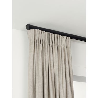 John Lewis Select Gliding Curtain Pole with Stud Finial, Ceiling Fix, Dia.30mm Satin Soft Black | L270cm