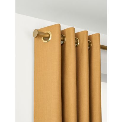 John Lewis Select Eyelet Curtain Pole with Disc Finial, Wall Fix, Dia.25mm Satin Gold | H70 x W127 x D2000mm