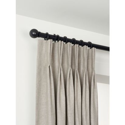 John Lewis Select Curtain Pole with Rings and Ball Finial, Wall Fix, Dia.25mm Satin Soft Black | L280cm