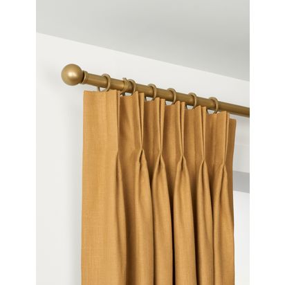 John Lewis Select Curtain Pole with Rings and Ball Finial, Wall Fix, Dia.25mm Satin Gold | H70 x W127 x D1900mm