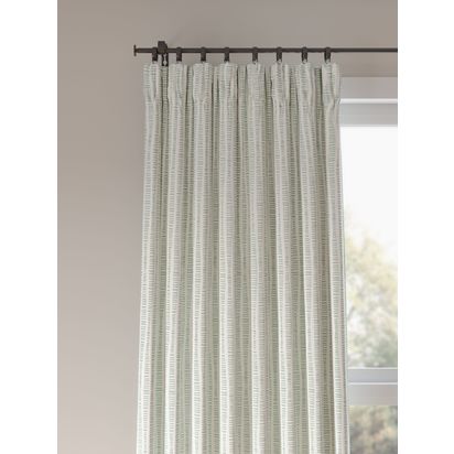 John Lewis Mesa Print Pair Dimout/Thermal Lined Pencil Pleat Curtains, Dusty Green Dusty Green | H228 x W167cm