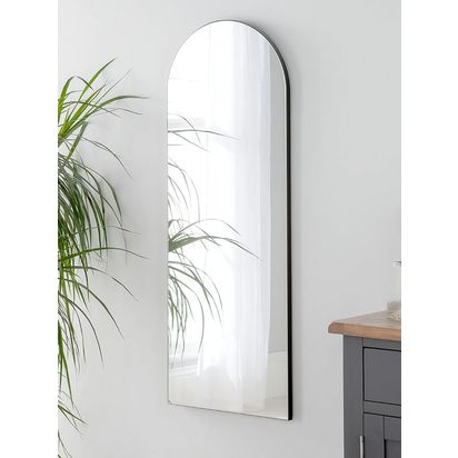 Yearn Delicacy Arched Wood Frame Wall/Leaner Mirror Black | H150 x W60 x D2cm