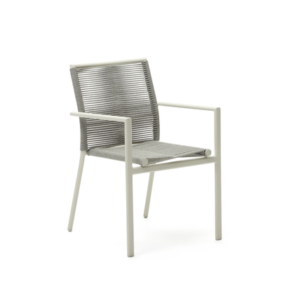 Culip stackable outdoor chair in aluminium and cord in white