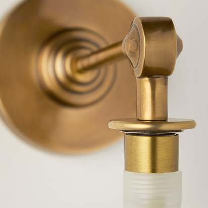 Elbow wall fitting IP44 in antique brass