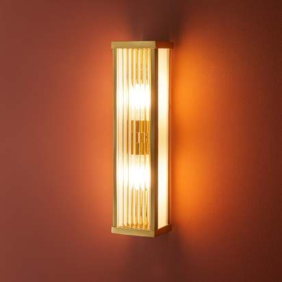 Liddle ip44 wall light with glass rods and frosted glass sides