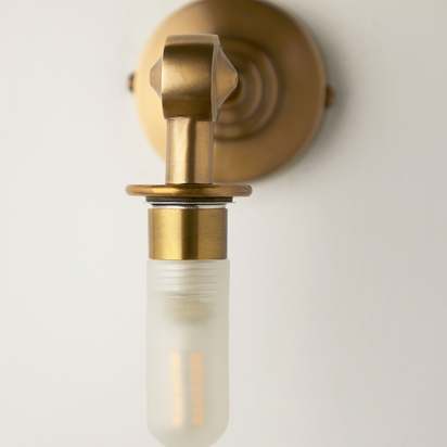 Mini elbow wall fitting IP44 in antique brass